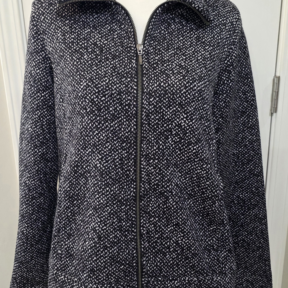 Lands' End Black and White Teddy Jacket